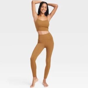 Set! Women’s Longline Corset Detail Top + Leggings - JoyLab Camel size XS NWT